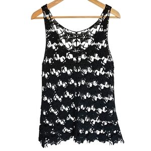 QED London black‎ crochet tank top